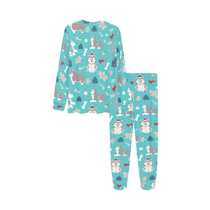 Christmas cute siberian husky puppie pattern Kids' Boys' Girls' All Over Print Pajama Set