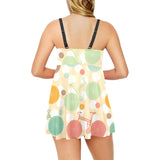 Bicycle Pattern Print Design 01 Chest Sexy Pleated Two Piece Swim Dress