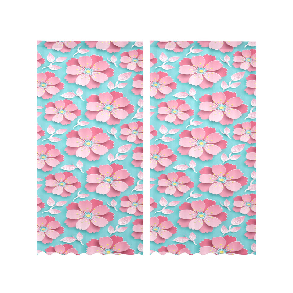 3D sakura cherry blossom pattern Gauze Curtain