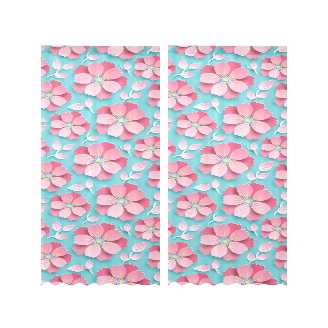 3D sakura cherry blossom pattern Gauze Curtain