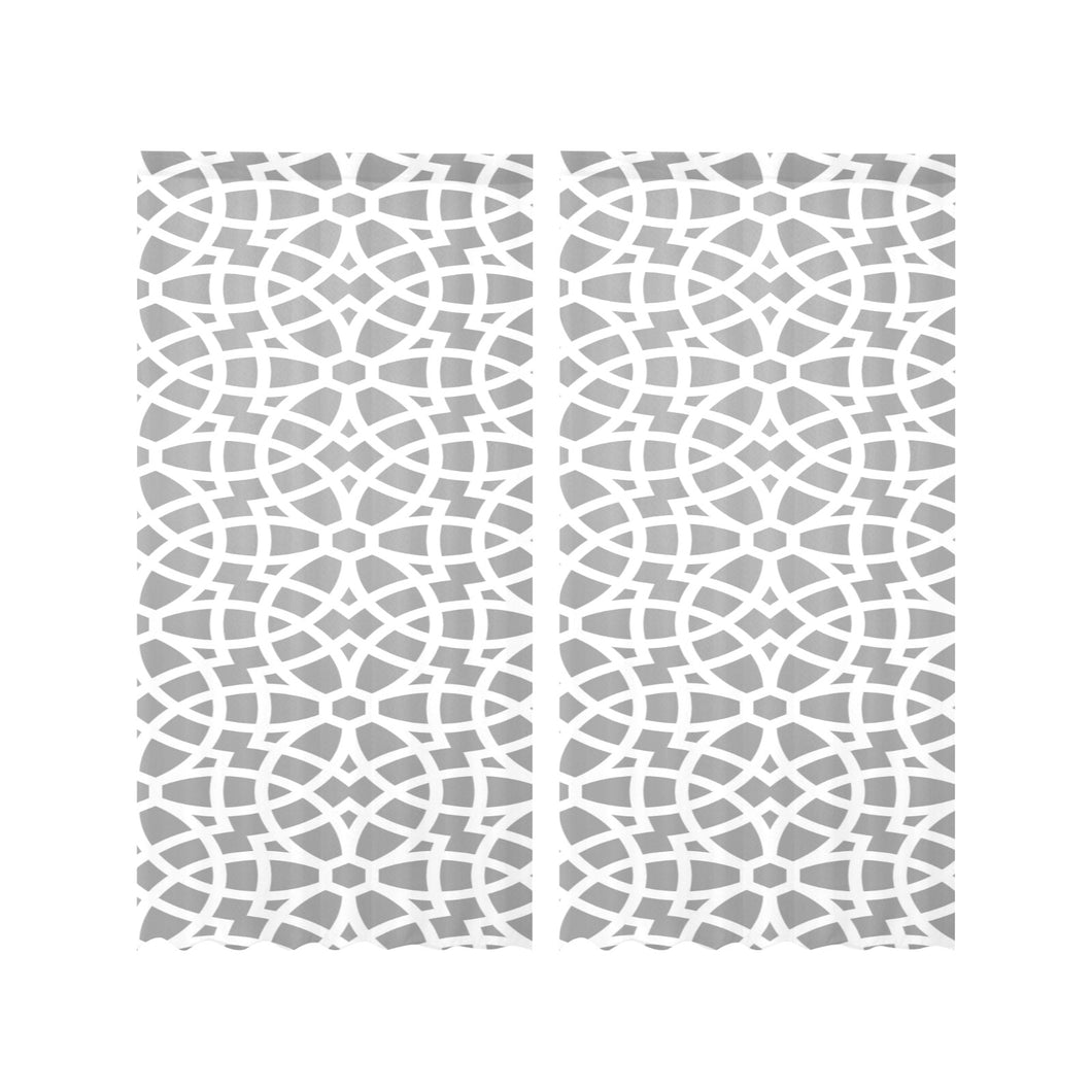 arabic gray pattern Gauze Curtain