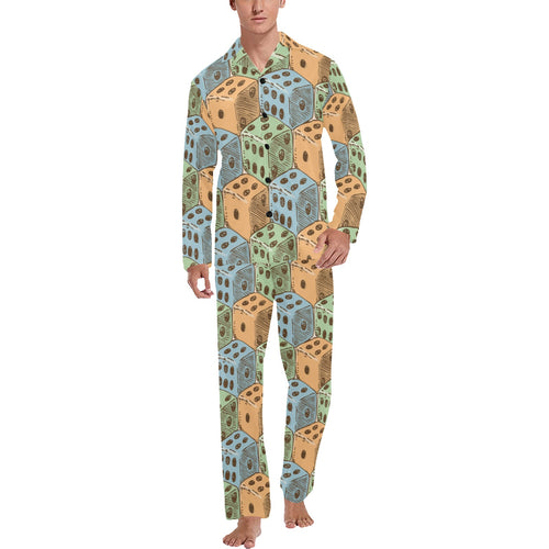 Dice Pattern Print Design 05 Men's Long Pajama Set