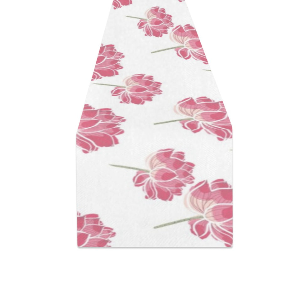 Pink lotus waterlily pattern Table Runner