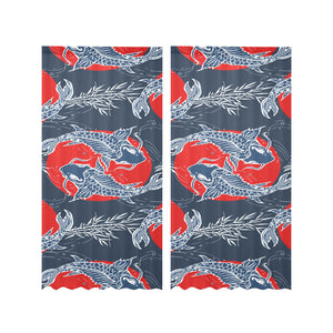 Koi Fish Carp Fishs hand drawn japanese art Gauze Curtain