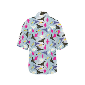 Stingray Pattern Print Design 01 Women's All Over Print Hawaiian Shirt