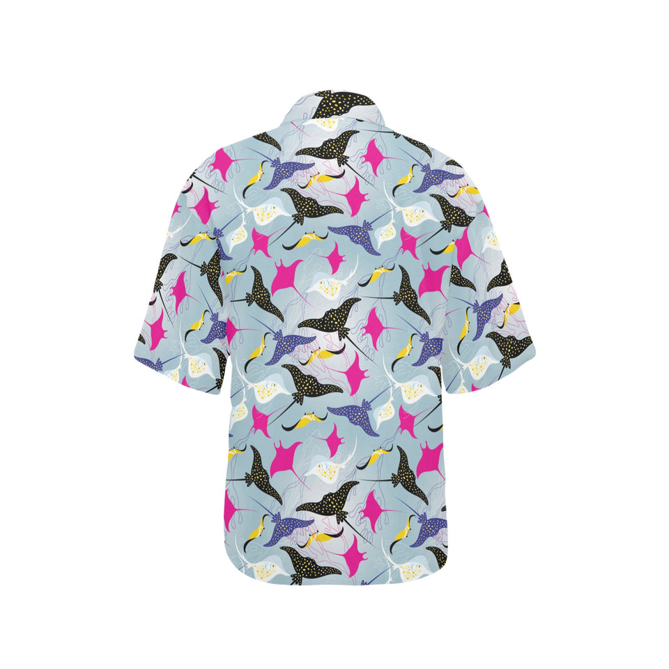 Stingray Pattern Print Design 01 Women's All Over Print Hawaiian Shirt