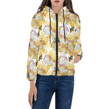 Cool Bee honeycomb leaves pattern Women's Padded Hooded Jacket
