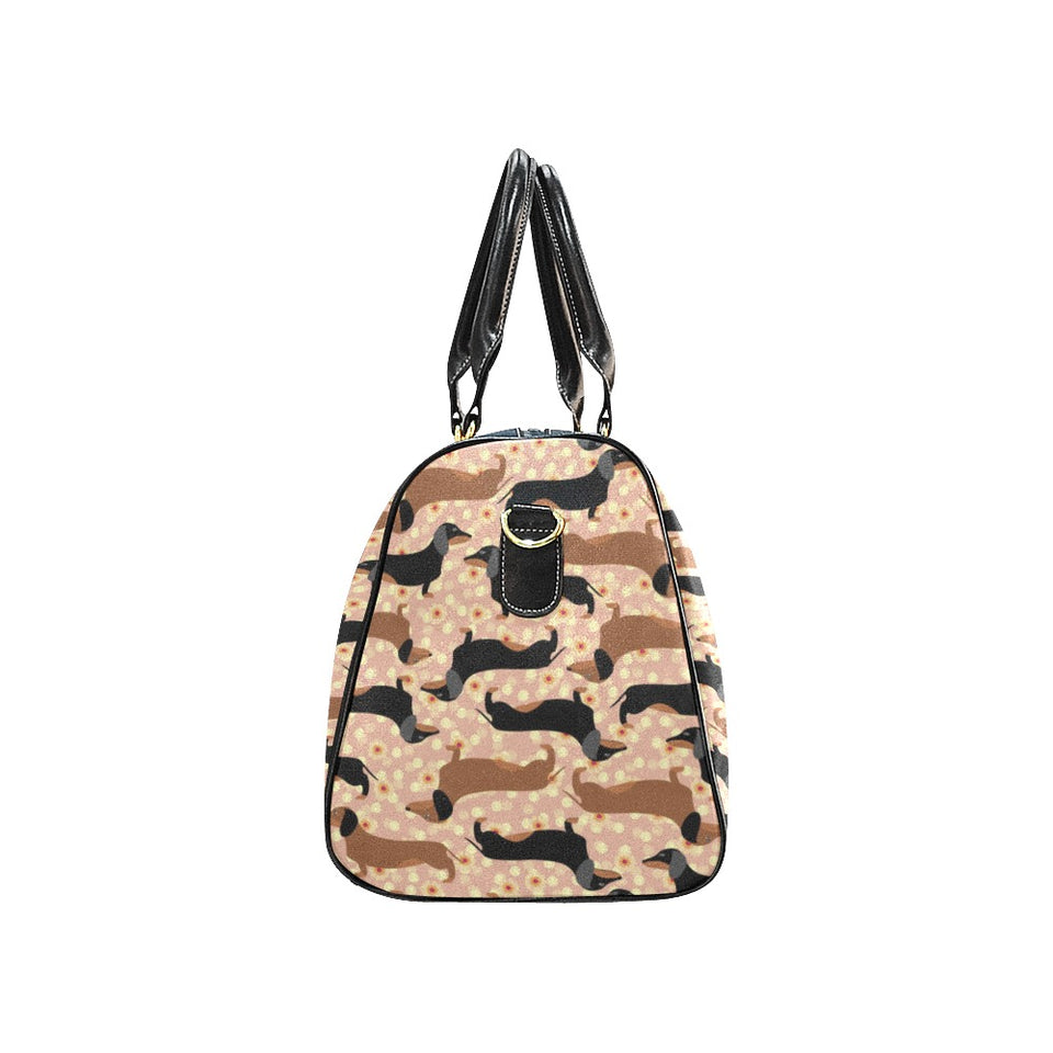 Dachshund floral background Travel Bag