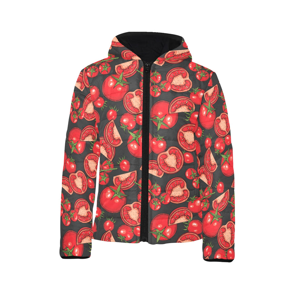 Tomato black background Kids' Boys' Girls' Padded Hooded Jacket