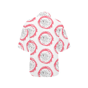 Hand drawn dragon fruit Women's All Over Print Hawaiian Shirt