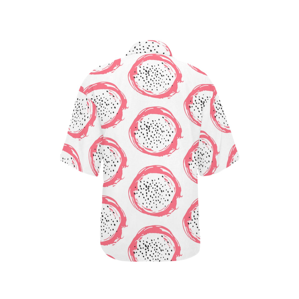 Hand drawn dragon fruit Women's All Over Print Hawaiian Shirt