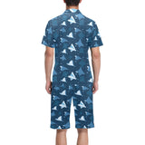 Stingray Pattern Print Design 04 Men's V-Neck Short Pajama Set