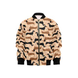 Dachshund floral background Kids' Boys' Girls' Bomber Jacket