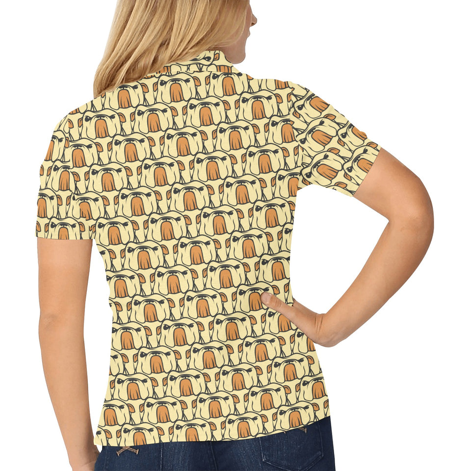 English Bulldog Pattern Print Design 02 Women's All Over Print Polo Shirt