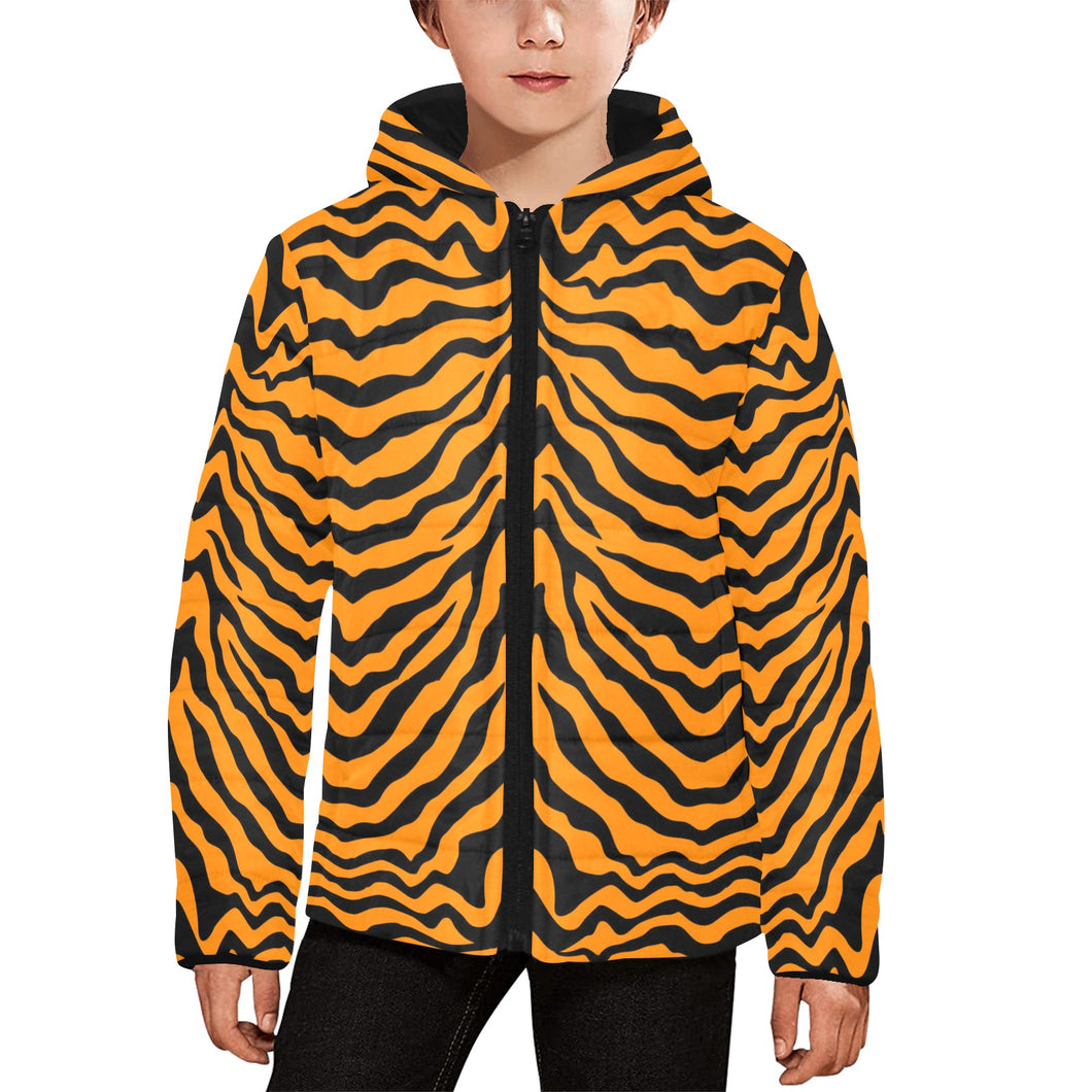 Bengal tigers skin print pattern Kids' Boys' Girls' Padded Hooded Jacket