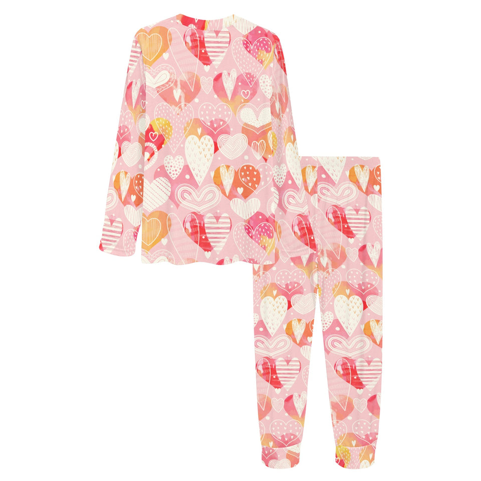Hand drawn heart design pattern Women's All Over Print Pajama Set