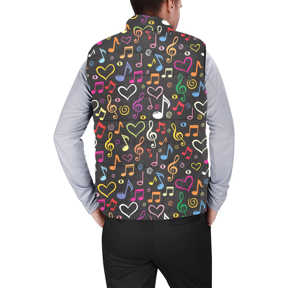 Music Notes Pattern Print Design 02 Men's Padded Vest