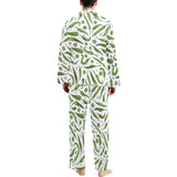 Hand drawn sketch style green Chili peppers patter Men's Long Pajama Set