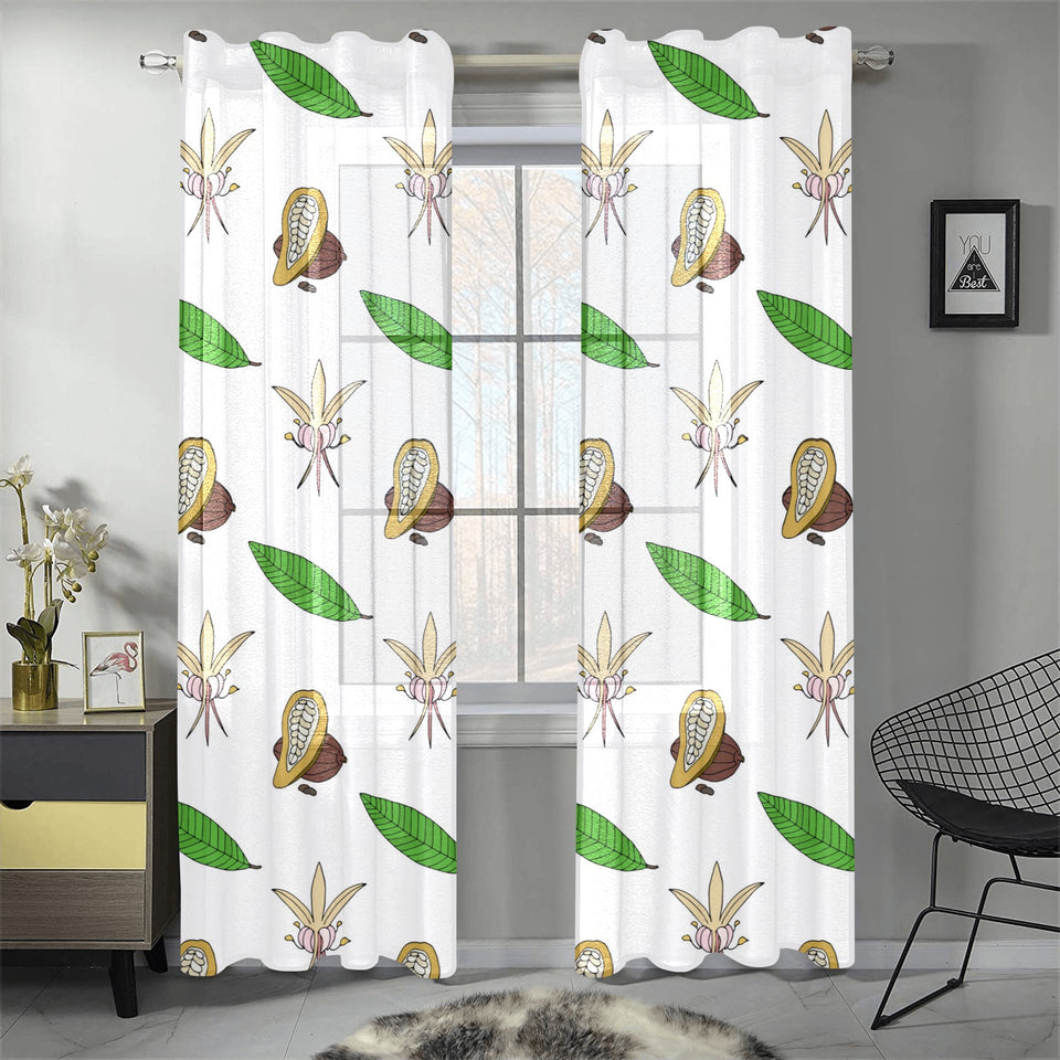 Color hand drawn cacao pattern Gauze Curtain