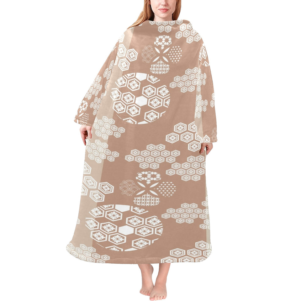 Beautiful hexagon japanese pattern Blanket Robe with Sleeves