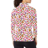 Squirrel Pattern Print Design 02 Women's Long Sleeve Polo Shirt