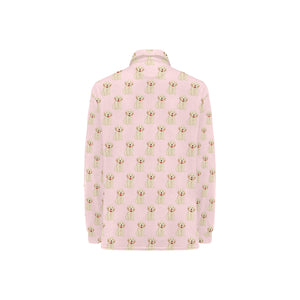 Golden Retriever Pattern Print Design 02 Women's Long Sleeve Polo Shirt