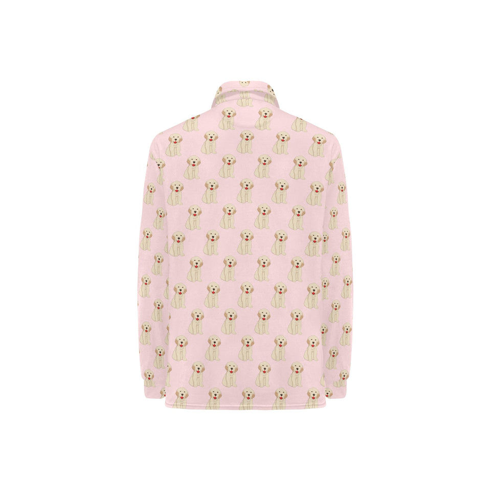 Golden Retriever Pattern Print Design 02 Women's Long Sleeve Polo Shirt