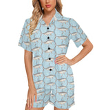 Swordfish Pattern Print Design 01 Women's V-Neck Short Pajama Set