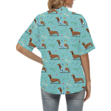 Dachshund decorative background Women's All Over Print Hawaiian Shirt