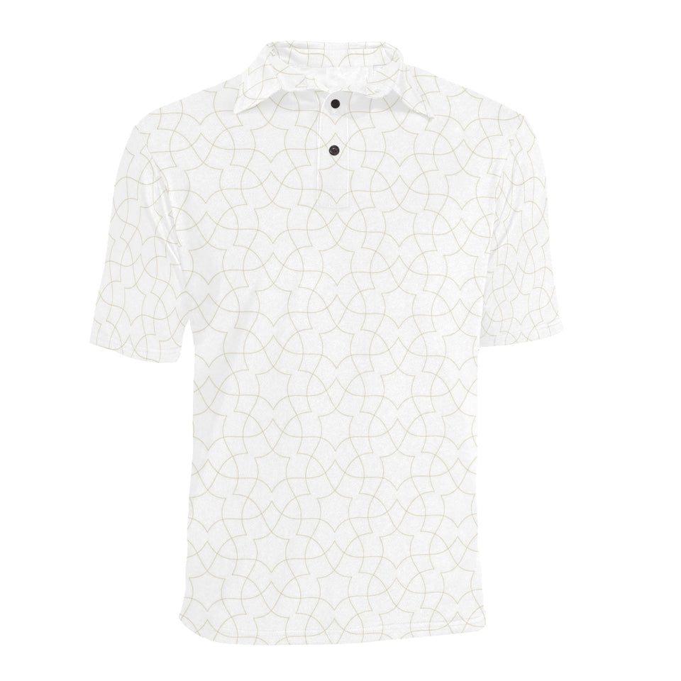 arabic white pattern Men's All Over Print Polo Shirt