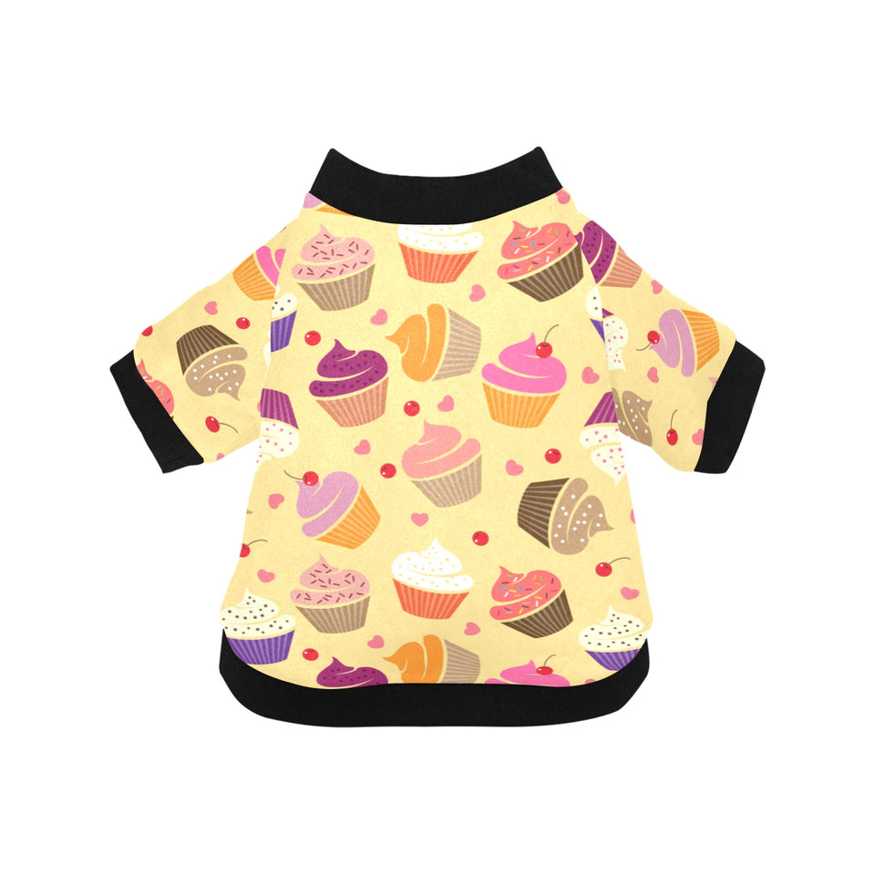 cake cupcake heart cherry pattern All Over Print Pet Dog Round Neck Fuzzy Shirt