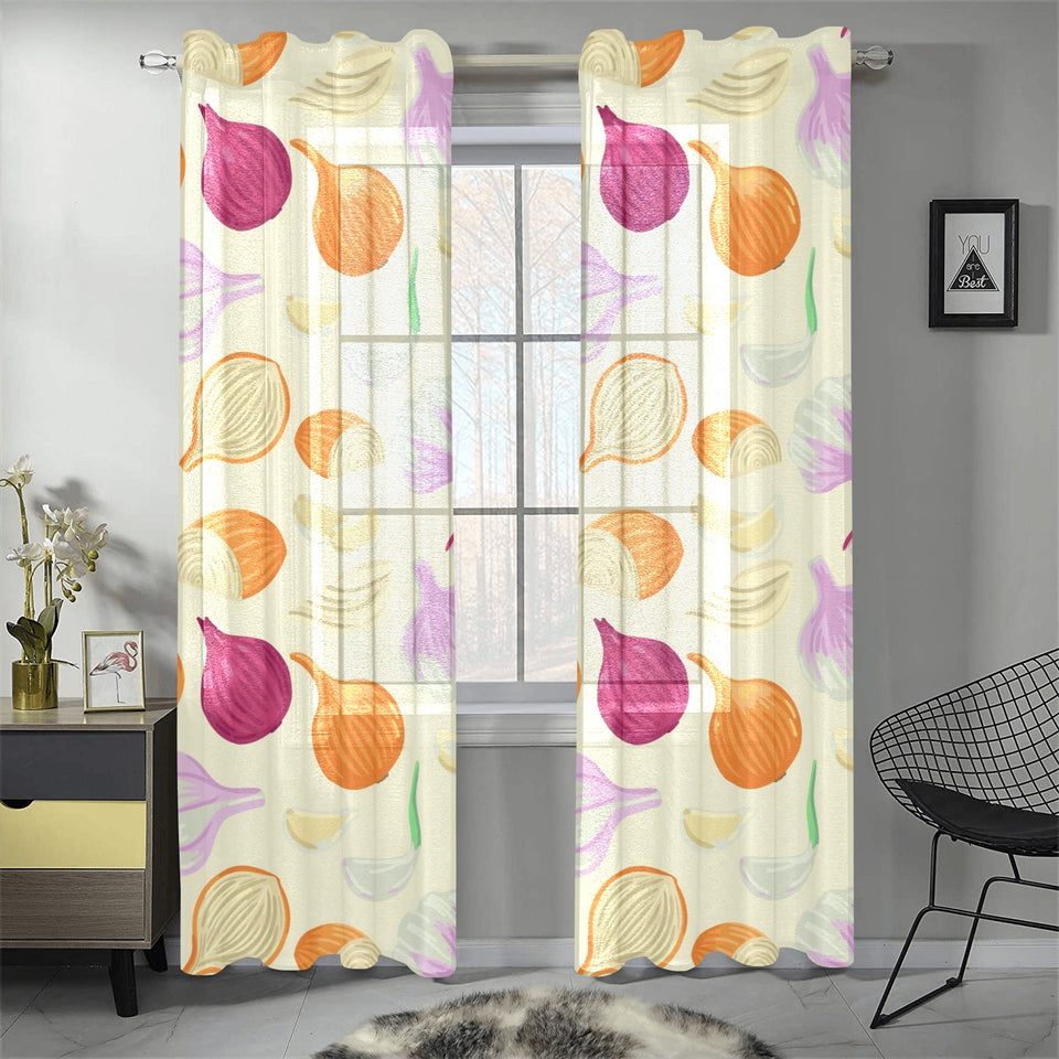 Onion garlic white red pattern Gauze Curtain