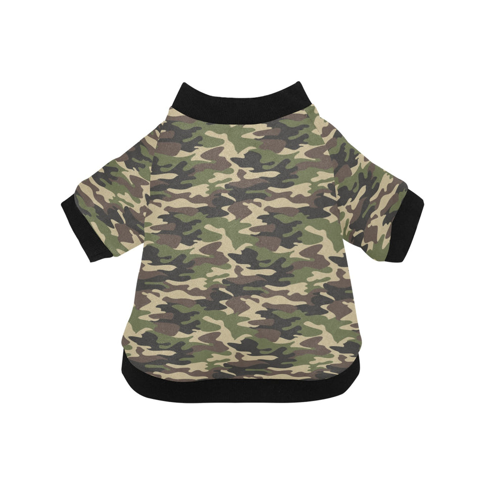 Dark Green camouflage pattern All Over Print Pet Dog Round Neck Fuzzy Shirt