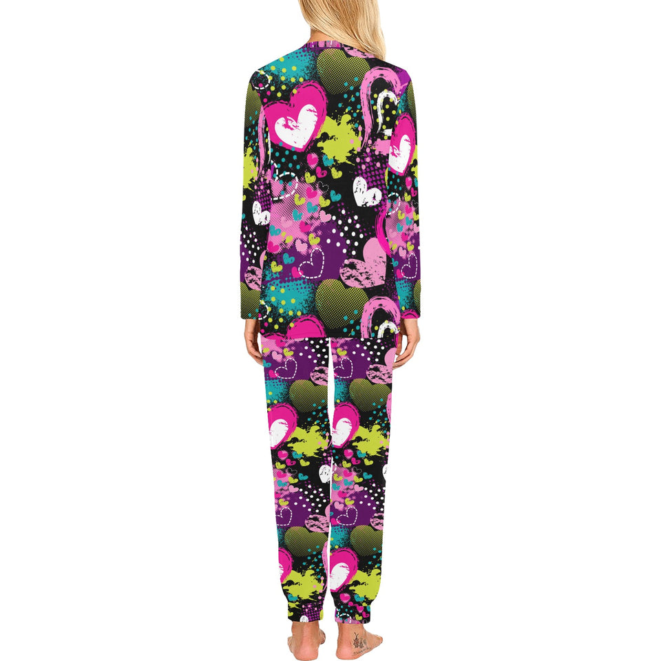 heart dot wave star creative design pattern Women's All Over Print Pajama Set