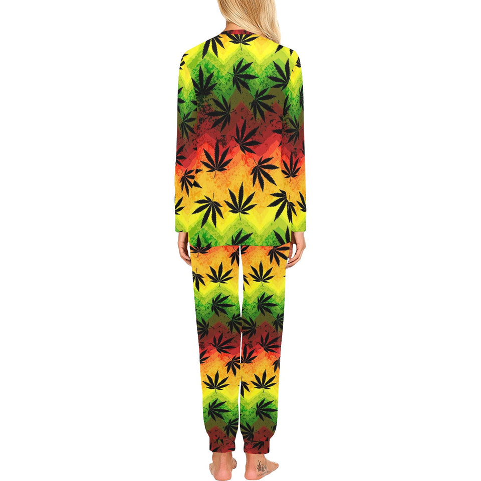 Canabis Marijuana Weed Pattern Print Design 03 Women's All Over Print Pajama Set
