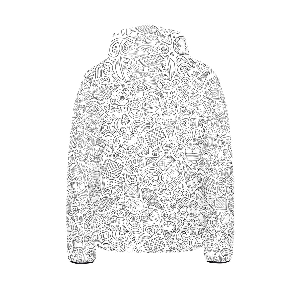 Cartoon hand drawn ice cream black white Kids' Boys' Girls' Padded Hooded Jacket