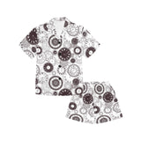 Classic vintage clock pattern Kids' Boys' Girls' V-Neck Short Pajama Set