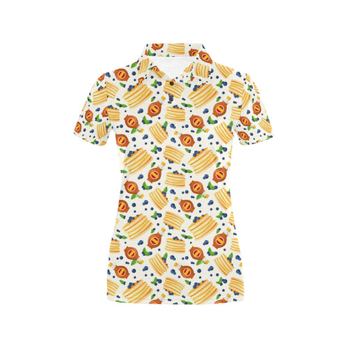 Pancake Pattern Print Design 02 Women's All Over Print Polo Shirt
