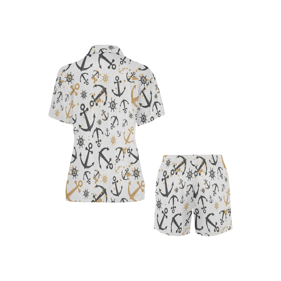 Anchors Rudders pattern Women's V-Neck Short Pajama Set