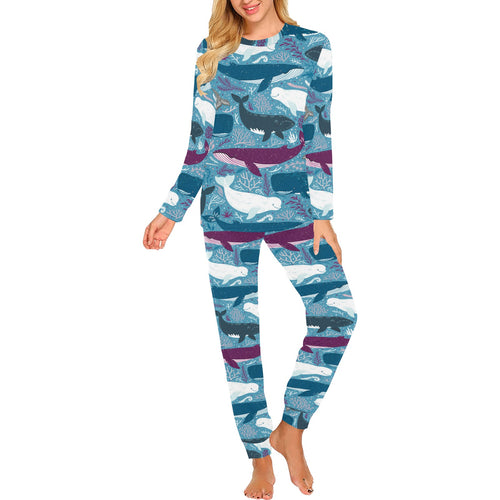 Whale design pattern Women's All Over Print Pajama Set