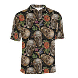 Skull rose humming bird flower pattern Men's All Over Print Polo Shirt