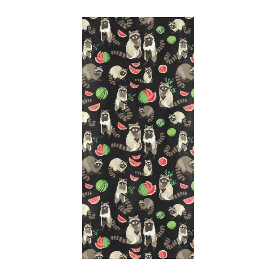 Raccoon watermelon pattern Beach Towel