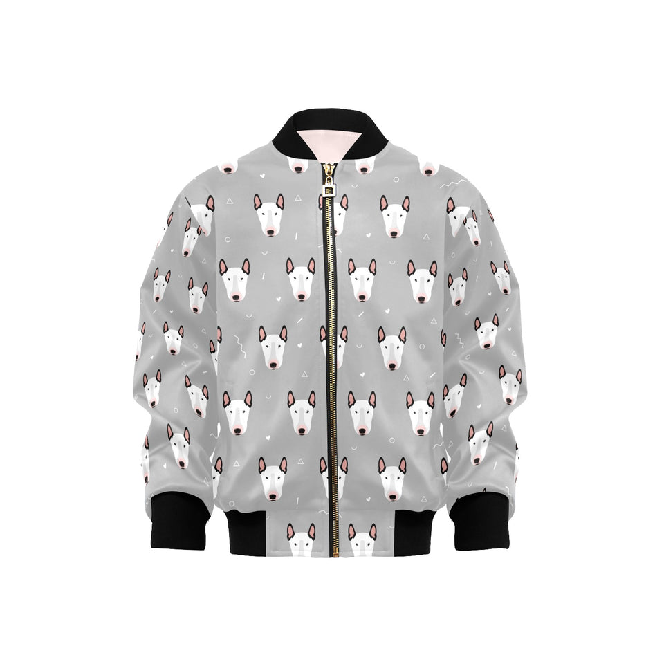 Bull Terrier Pattern Print Design 05 Kids' Boys' Girls' Bomber Jacket