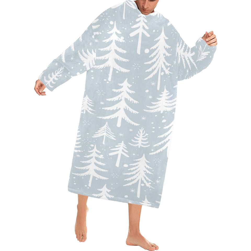 Christmas tree winter forest pattern Blanket Robe with Sleeves