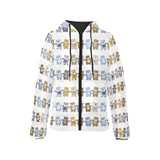 Teddy Bear Pattern Print Design 02 Women's Padded Hooded Jacket