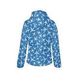 Airplane pattern in the sky Women's Padded Hooded Jacket