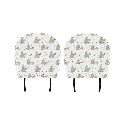 Cute Rhino pattern background Car Headrest Cover