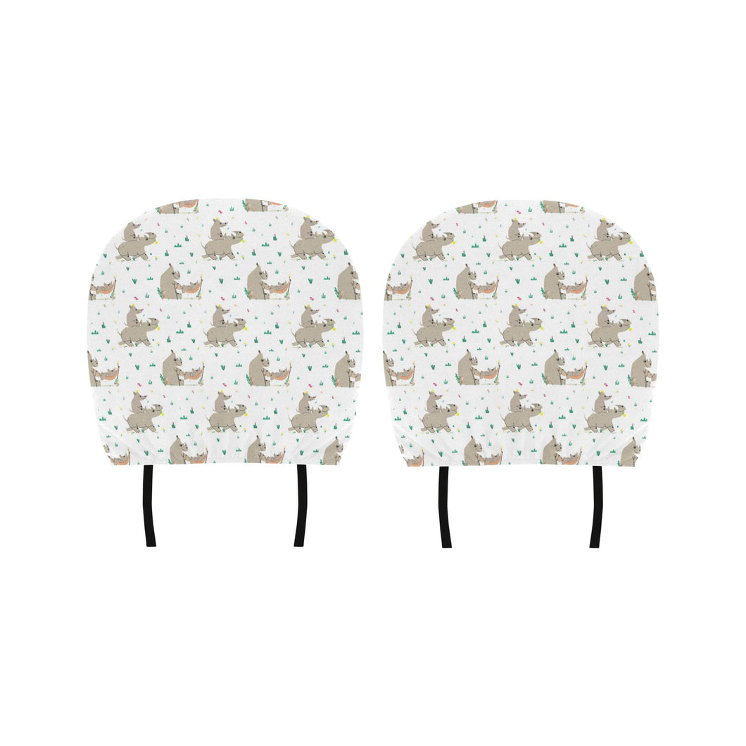 Cute Rhino pattern background Car Headrest Cover