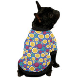 Passion fruit blue background All Over Print Pet Dog Round Neck Fuzzy Shirt