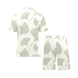 Ginkgo leaves pattern Men's V-Neck Short Pajama Set